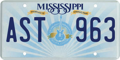 MS license plate AST963