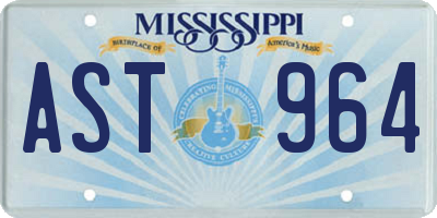 MS license plate AST964