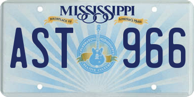 MS license plate AST966