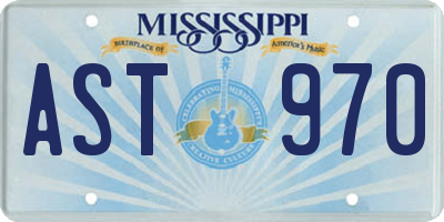 MS license plate AST970