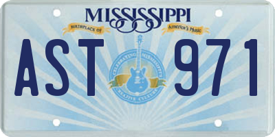 MS license plate AST971