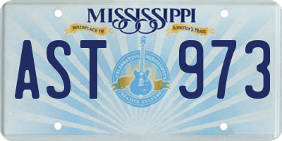 MS license plate AST973