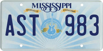 MS license plate AST983