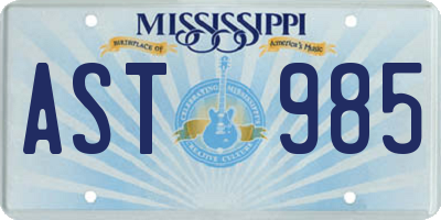 MS license plate AST985