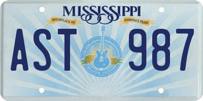 MS license plate AST987