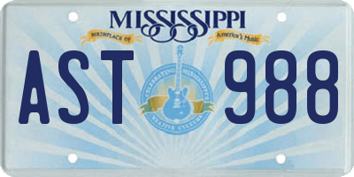 MS license plate AST988