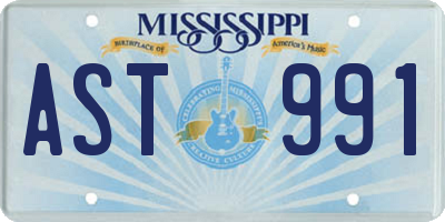 MS license plate AST991