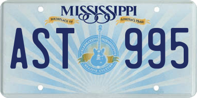 MS license plate AST995