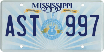 MS license plate AST997