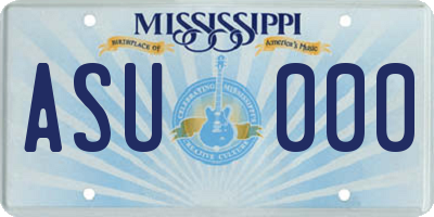 MS license plate ASU000