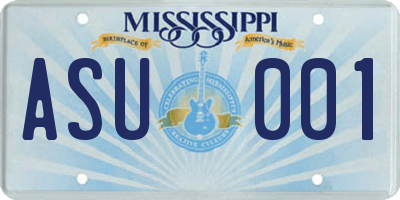MS license plate ASU001