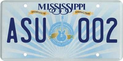 MS license plate ASU002