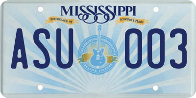 MS license plate ASU003