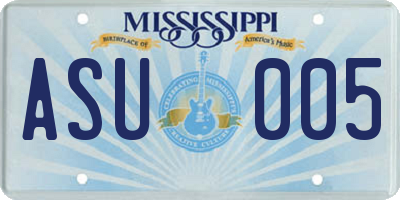 MS license plate ASU005