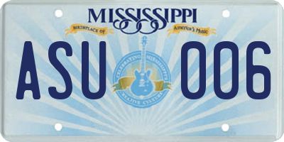 MS license plate ASU006