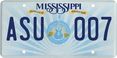 MS license plate ASU007
