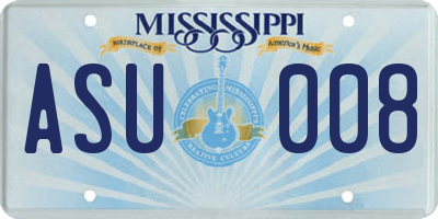 MS license plate ASU008