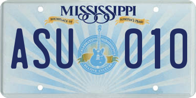 MS license plate ASU010