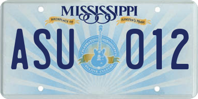 MS license plate ASU012