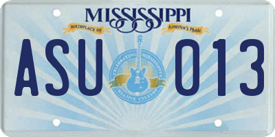 MS license plate ASU013