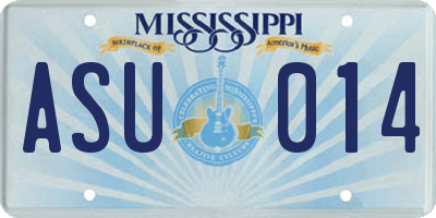 MS license plate ASU014