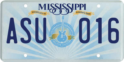 MS license plate ASU016