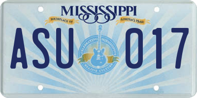 MS license plate ASU017