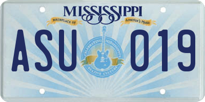 MS license plate ASU019