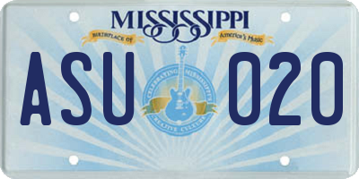 MS license plate ASU020