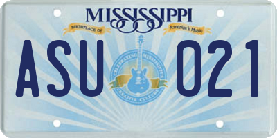 MS license plate ASU021