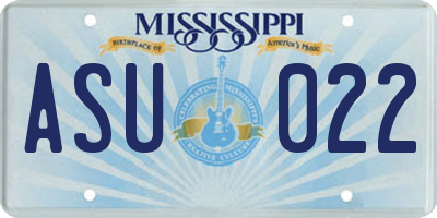 MS license plate ASU022