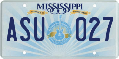 MS license plate ASU027