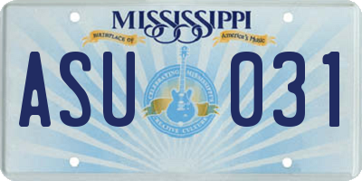 MS license plate ASU031