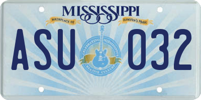 MS license plate ASU032