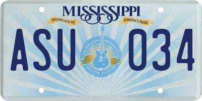 MS license plate ASU034