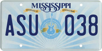 MS license plate ASU038
