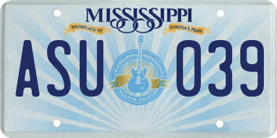 MS license plate ASU039