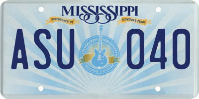 MS license plate ASU040