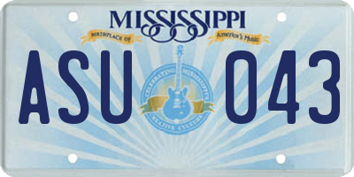 MS license plate ASU043