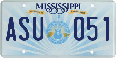 MS license plate ASU051