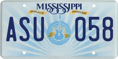 MS license plate ASU058