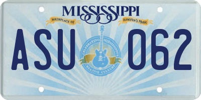 MS license plate ASU062