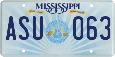 MS license plate ASU063