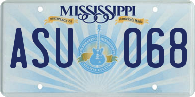 MS license plate ASU068