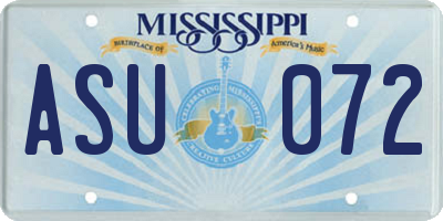 MS license plate ASU072