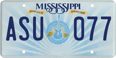 MS license plate ASU077
