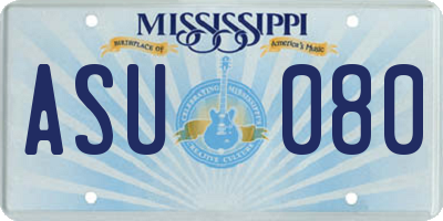 MS license plate ASU080