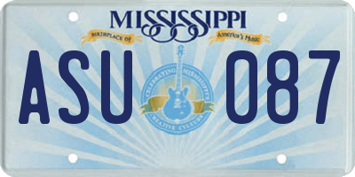 MS license plate ASU087