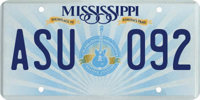 MS license plate ASU092