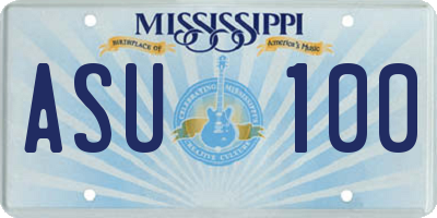 MS license plate ASU100